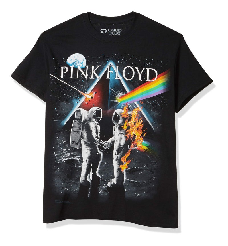 Liquid Blue Pink Floyd Bright Side of The Moon T-Shirt, Black, Medium - Image 1